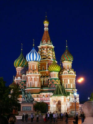 Moskau Basiliuskathedrale in Moskau bei Nacht