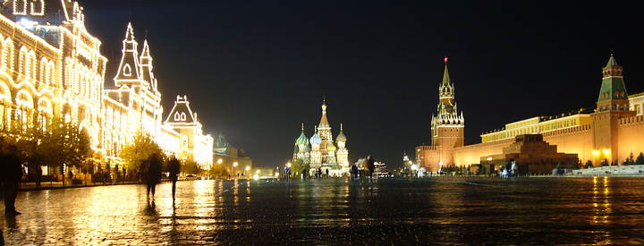 Moskau Roter Platz bei Nacht