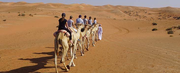 In der Wüste mit dem Kamel unterwegs